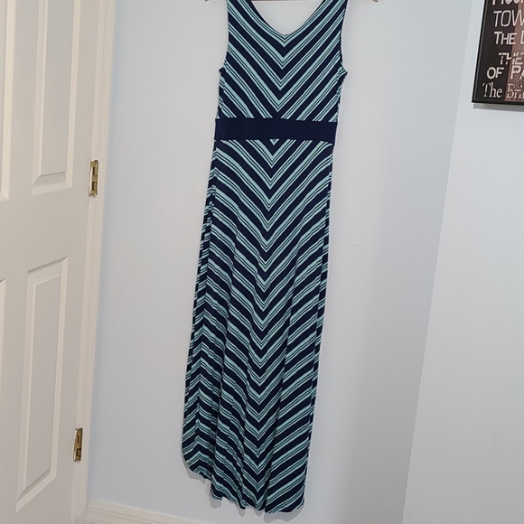 Blue stripped long sleeveless tank dress. S Petite - Picture 2 of 7